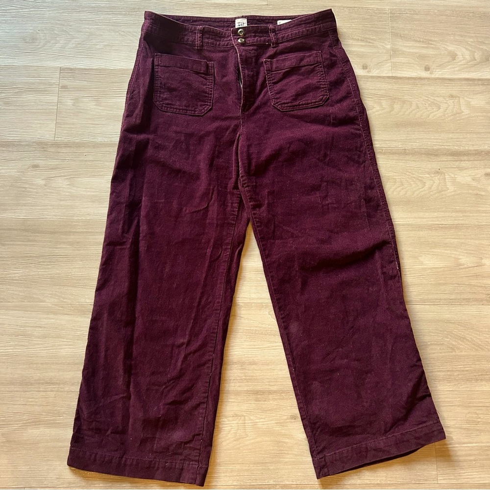 Burgundy high rise wide leg gap pants